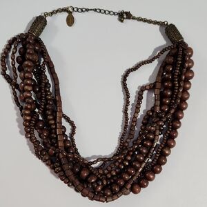 Laila Rowe 9 Strand Wood Necklace